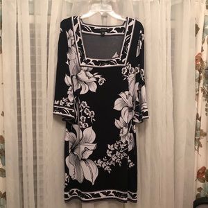 Black and White tropical floral dress.